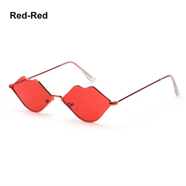 Sexy Hot Lips Shape Sunglasses Retro Small Frame Metal Sunglasses Fashion Ocean Lens Sunglasses for Men and Women