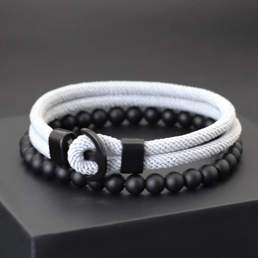 Understated Elegance 2 Teile/para Männer Geflochtenes Armband Mit Premium Hardware 7 Farben Erhältlich Navigation Anker Armband Homme – Detail 9