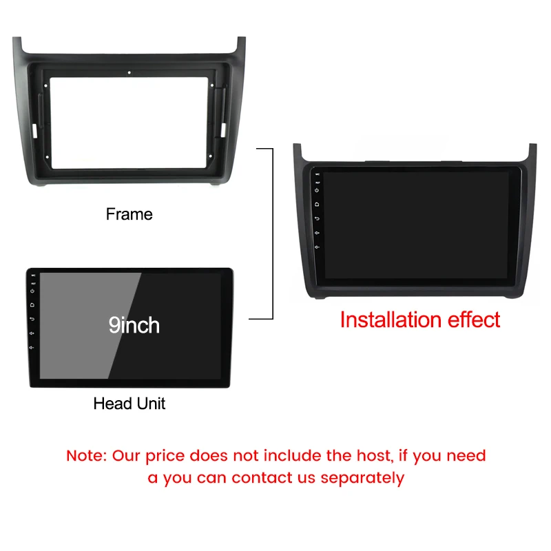 Car Radio Fascia Frame For VW POLO Golf Passat 2014 2015 Optional Cable CAN Dash Fitting Panel Kit For 9inch Host Unit
