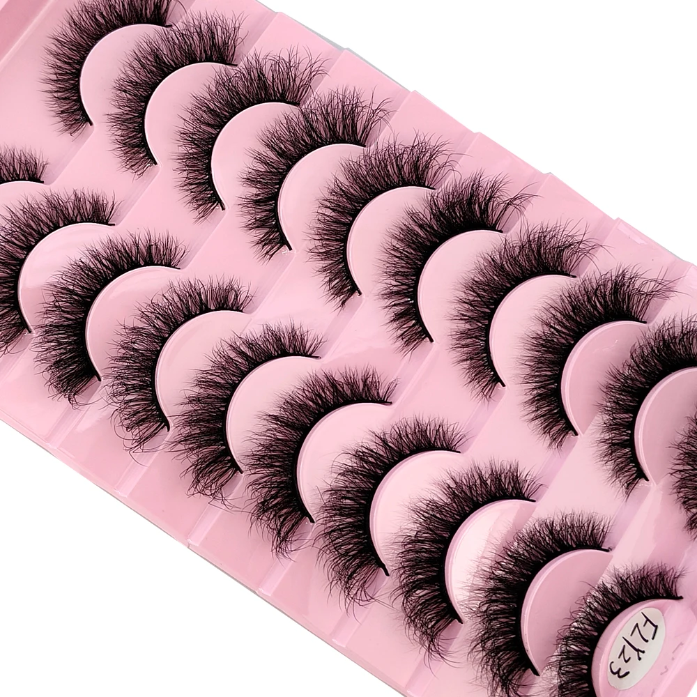 10 Pairs Faux Mink Eyelashes Handmade False Eyelashes Natural Nude Makeup Simulation Cross Messy Eye 3D Curly Eyelashes 5