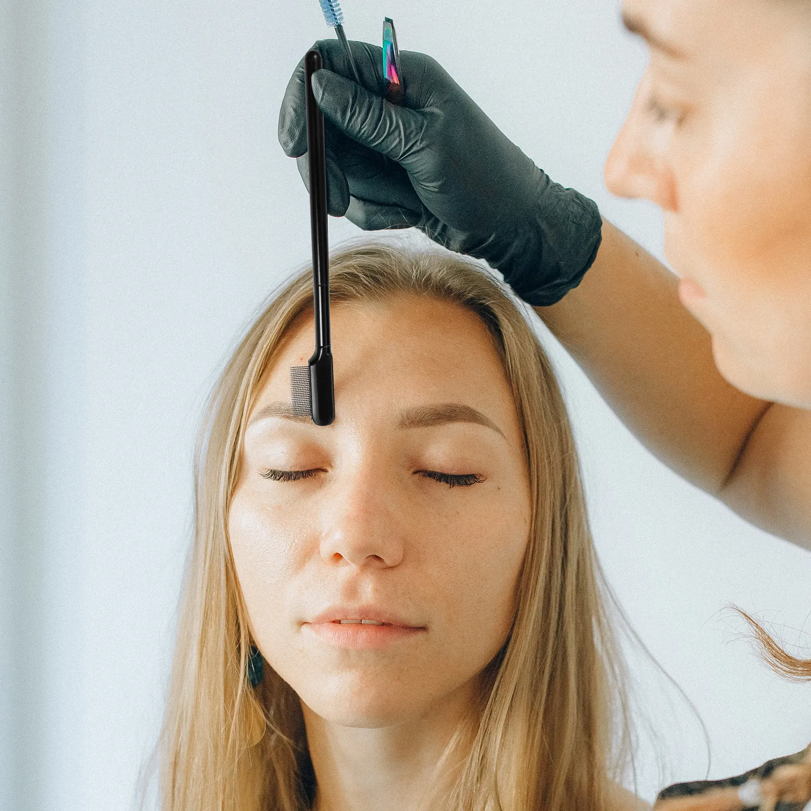 1세트 프리미엄 속눈썹 빗 및 눈썹 브러쉬 양면 롱 핸들 디자인 눈썹 및 속눈썹을 위한 부드러운 스타일링 도구 여성용 선물