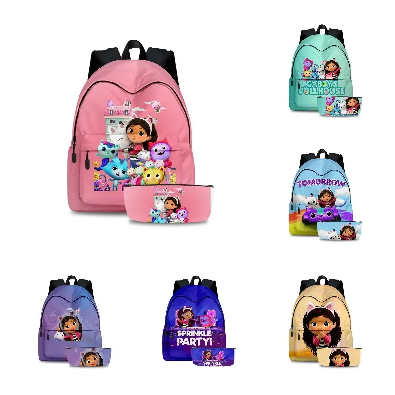 New Gabby Dollhouse Backpacks Cartoon Gabby's Dollhouse Schoolbag Pencil  Box School Bags Rucksack Primary Bags Kids Figure Toys - AliExpress