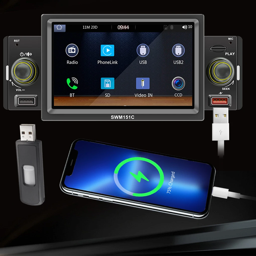 

Android-Auto 5 Inch MP5 Player FM Receiver Audio For Noise-cancelling Sound Auto Multimedia Player