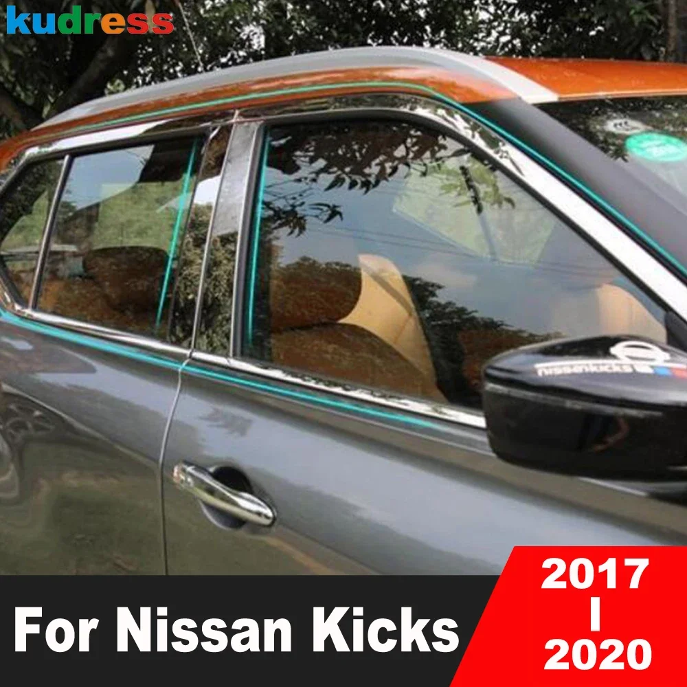 

Полная Накладка на порог оконной рамы для Nissan Kicks 2017 2018 2019 2020, автомобильная полная накладка из нержавеющей стали, молдинговая лента для окон, аксессуары