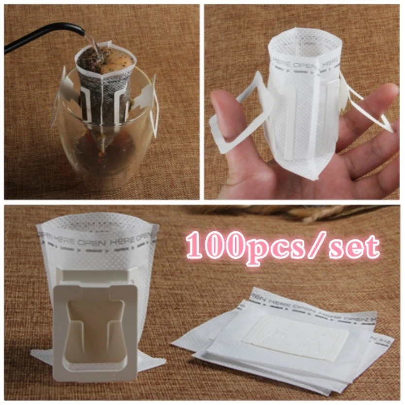 50Pcs Disposable Drip Coffee Cup Filter Bags Ears Japanese Hanging Brew  Cafe Accessories Tea Tools Coffe Filters Paper - AliExpress