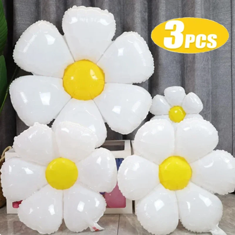 

3/1pc White Daisy Flower Balloon Aluminum Foil Huge Sunflower Balloons for Birthday Party Wedding Shower Decoration Supplies
