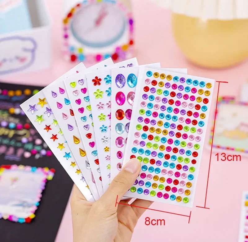 Muticolor Self Adhesive Gems Stickers 2sheets For Crafts Rhinestones Assorted Shapes Jewels Girls Gifts self adhesive stickers adhesive stickers decorative stickers decorative labels stickers