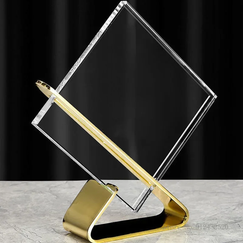 Customized Metal and Crystal Trophy, Gift for Friends, Award Souvenirs, Creative Medal Gold, Silver, Copper Home Decoration, 1Pc