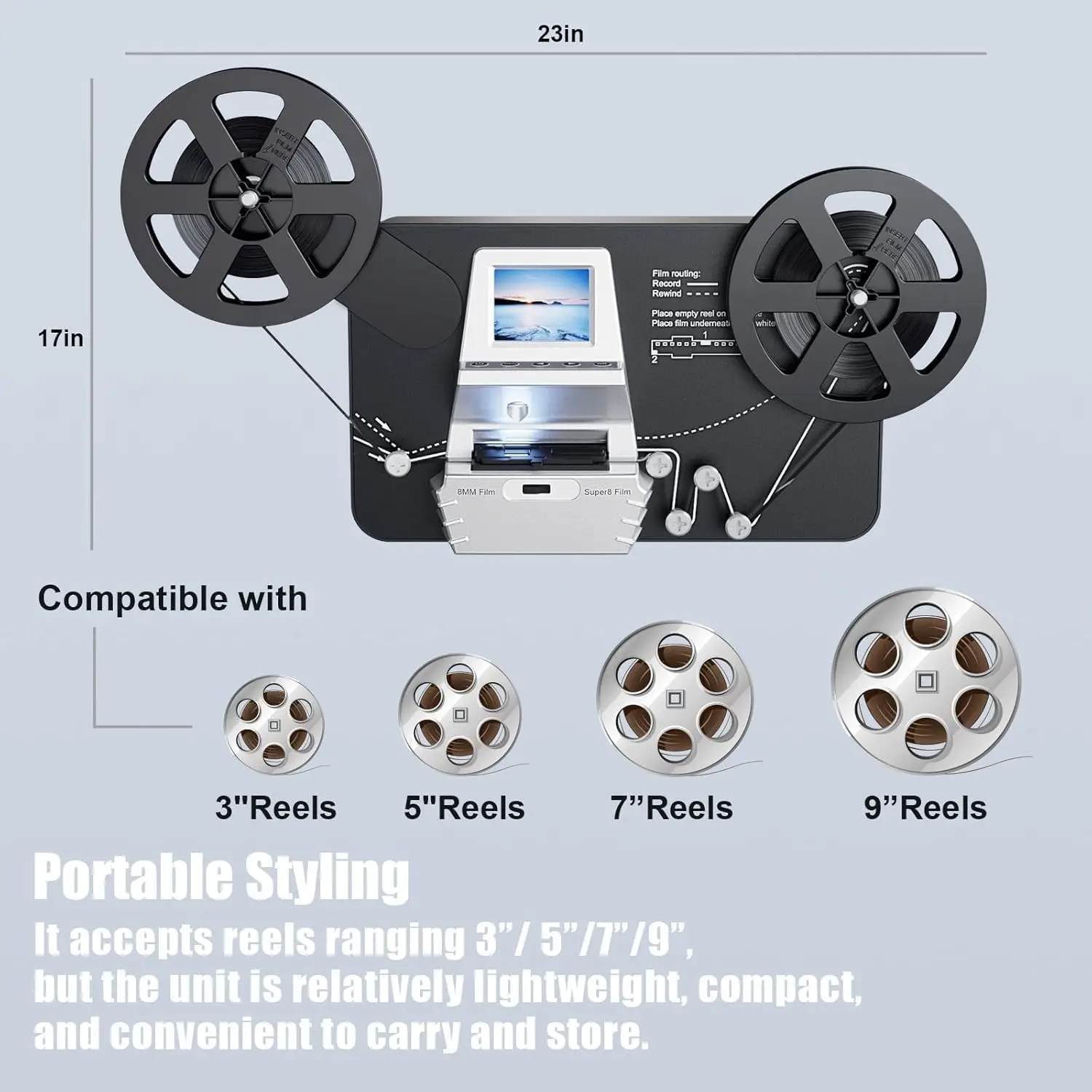 8mm & Super 8 Film to Digital Converter, Film Scanner Digitizer with 2.4" Screen