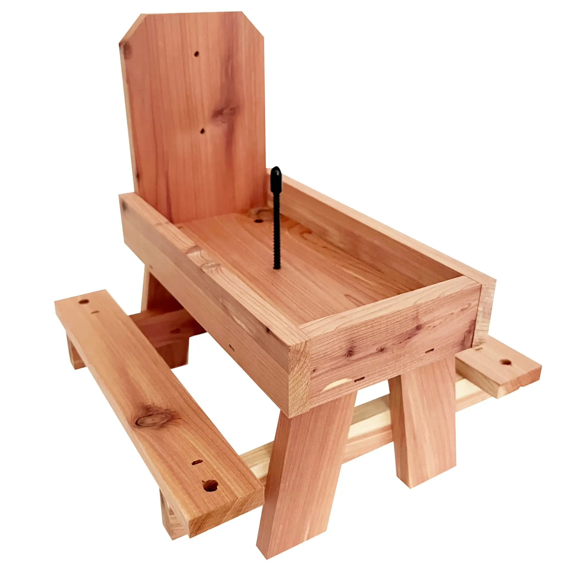Red Cedar Picnic Table Squirrel Feeder, Holds Corn, Nuts and Seeds, 1 Table, 9"x10"x9"