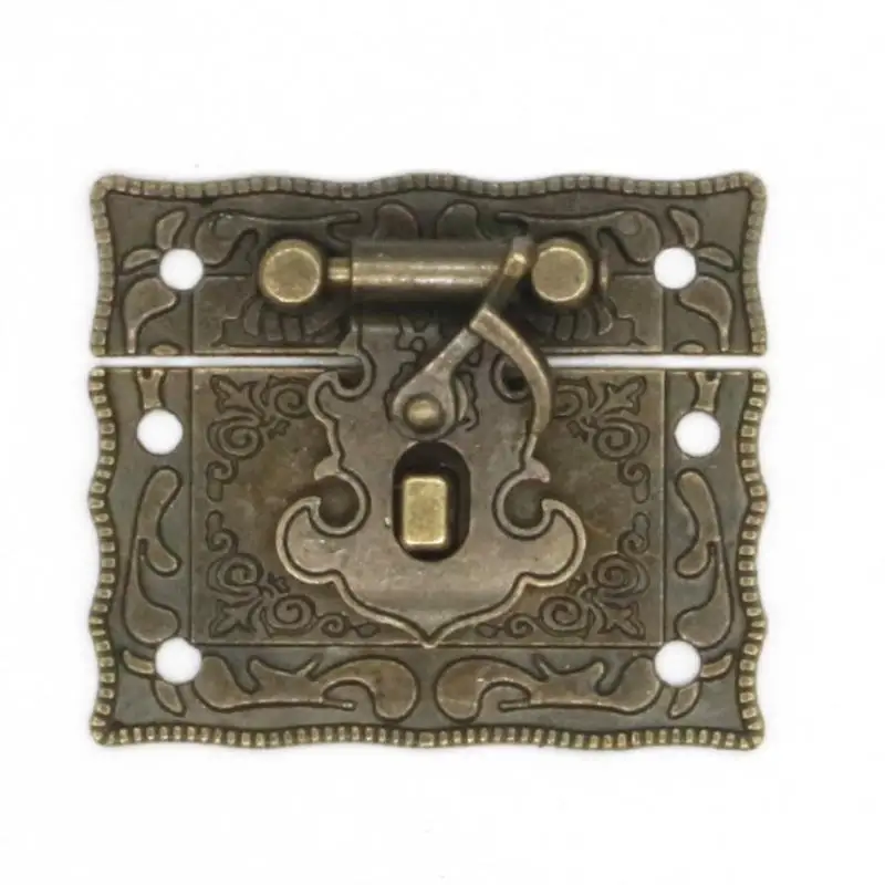 Cabinet Door Hinges Furniture Hardware Jewelry Box Hasps Decorative Latches 1pcs Box Latch Hasp Clasp + Hinges w/screw Suitcase Cabinet Antique Bronze Jewelry Wooden Case Vintage Hardware Old Fashion