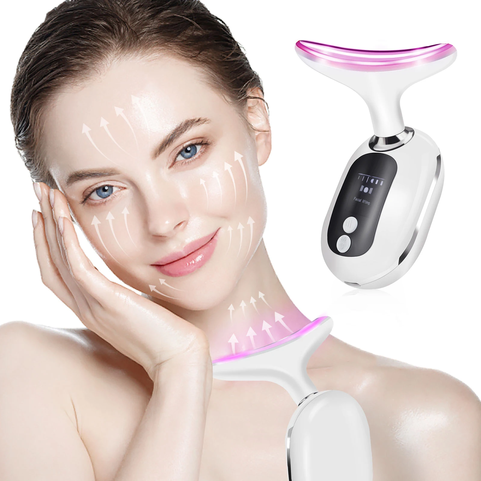 EMS Face Lifting Microcurrent Massager Face Neck Beauty Device LED Photon Reduce Double Chin Anti Wrinkle Tightening Neck Skin
