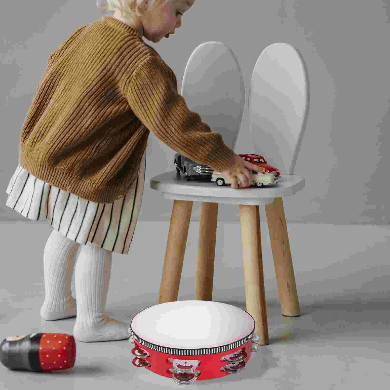 Double Row Tambourine Kids Shaker 8 Inch Toys Handheld Educational Plaything Wooden Percussion Drum Baby Music