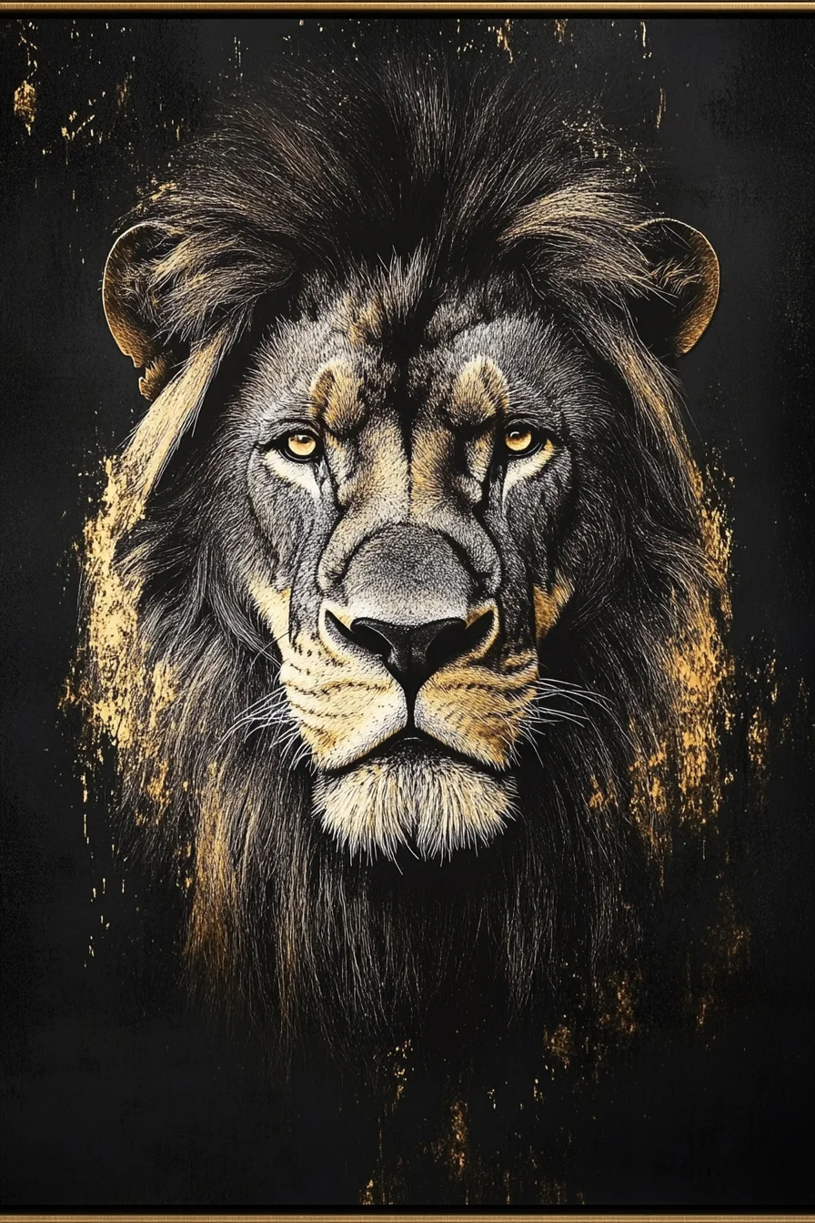 Black Gold wolf tiger eagle lion Canvas Painting Metal Poster Wall Art Nordic Aesthetic Picture Living Room Decor