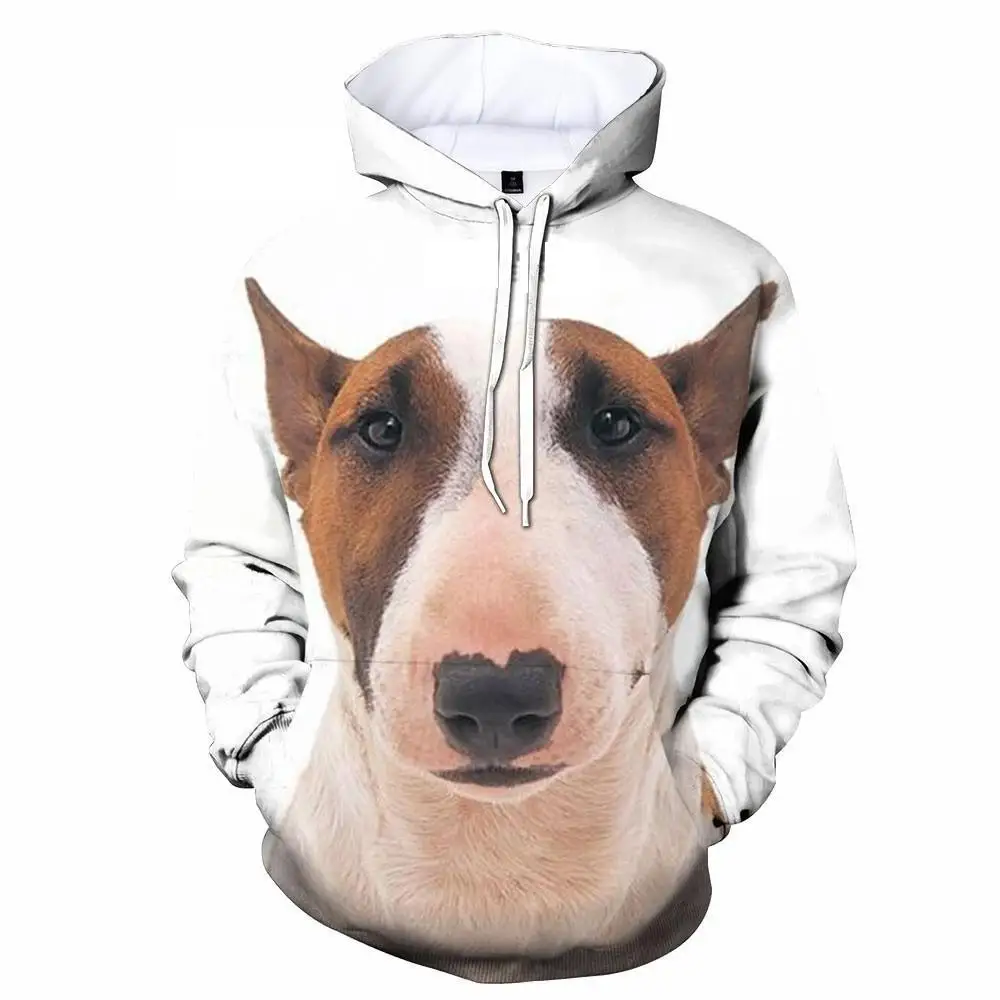 Mode Bull Terrier 3D-Druck Männer, Frauen und Kinder Hoodie lässig Haustier Hund Muster Street Style leichtes Top – Detail 6