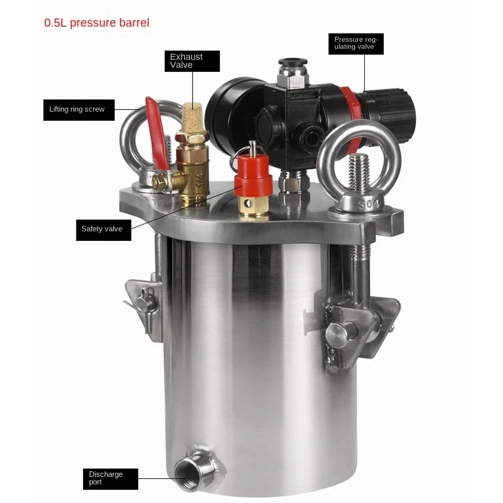 1 l pneumatischer Drucktankspender, Drucktank, 304 Edelstahlfass, geeignet für Fabriken und Labore – Detail 12