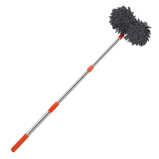 Car Double Brush Head Rotation Wash Mop Telescopic Mop Roof Window Cleaning