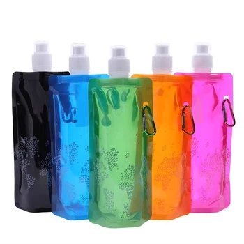 500ML Portable Ultralight Foldable Silicone Folding Water Bottle Water Bag Outdoor Sport Supplies Hiking Camping Soft Flask bag