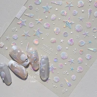Summer Beach Ocean Shell Starfish Clams Conch Stars Sea Bubble Seasnail Soft Relief Decoration Nail Art Stickers Manicure Decals 2