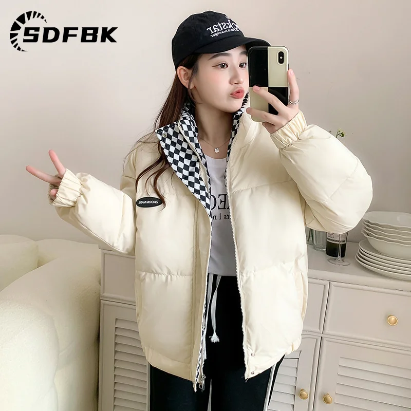 Down jacket Women Winter 2022 Zipper Loose Padded  Zipper Solid Parkas Thick Warm Puffer Hooded Coat Oversized Female Outwear