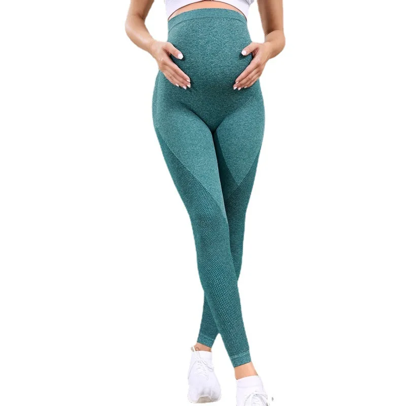 Seamless Knitted Sports Yoga Pants For Pregnant Women Moisture-wicking Quick-drying Breathable And Nine-inch Belly Support Pants 6