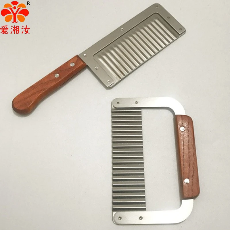 Potato Cutter Stainless Steel Coupe Frite Wooden Handle Potato Slicer French Fries Cutter Kitchen Gadgets