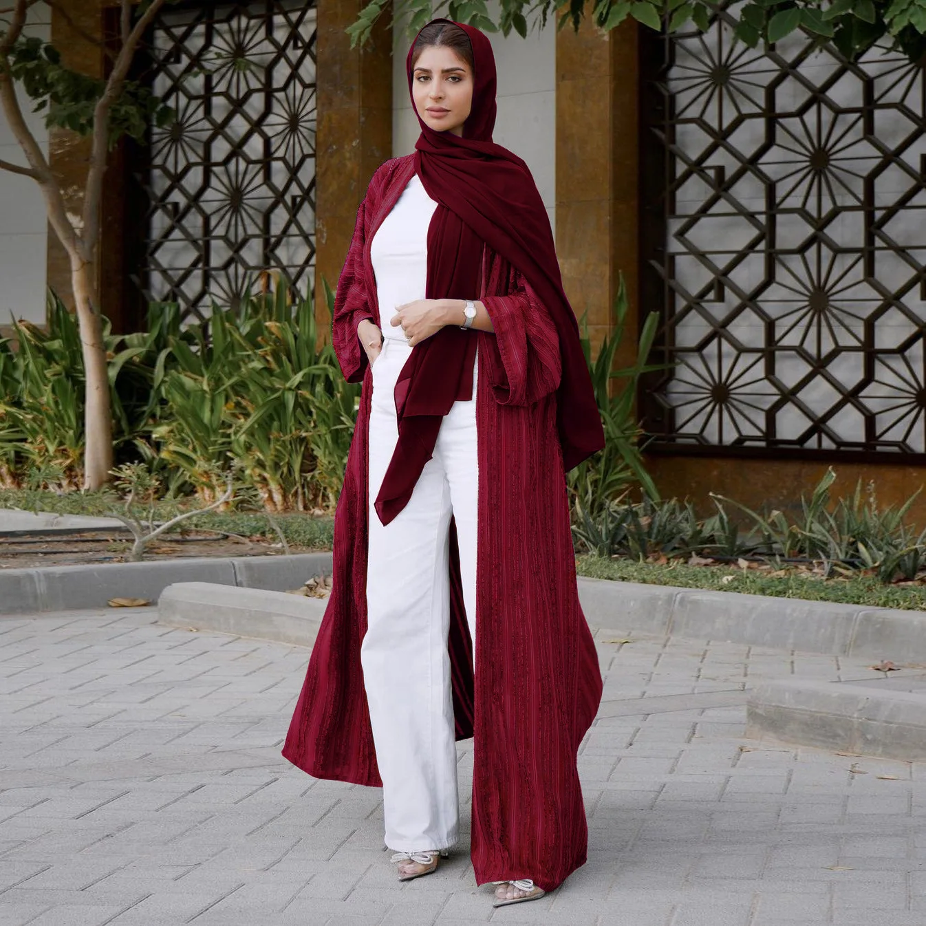 Siskakia Fashion Muslim Kimono Abaya Solid Striped Retro Ethnic Cardigan Robe Dubai Middle Eastern Saudi Arabia Eid Clothes 2022
