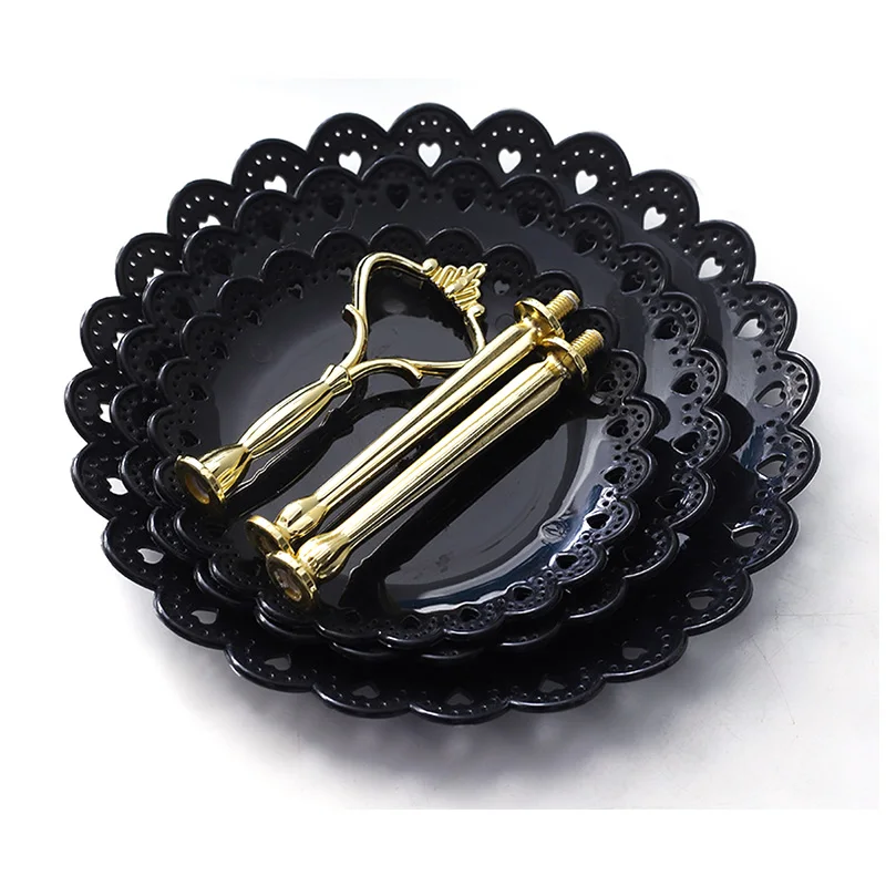 3 Tiers Sweets Candy Cake Stand for Wedding Party Cake Display Retro Cupcake Tray Plates Holder Plastic Tiered Dessert Tray 231