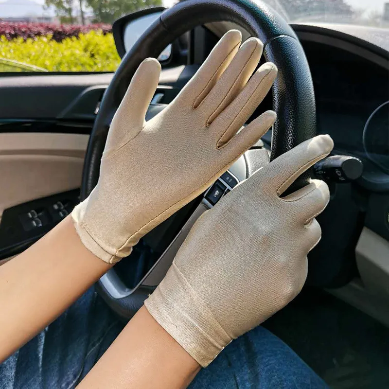 Half-Finger Women&prime;s Summer Sunscreen Thin Short Non-Slip Cotton Five Finger Half Cut Cycling Gloves