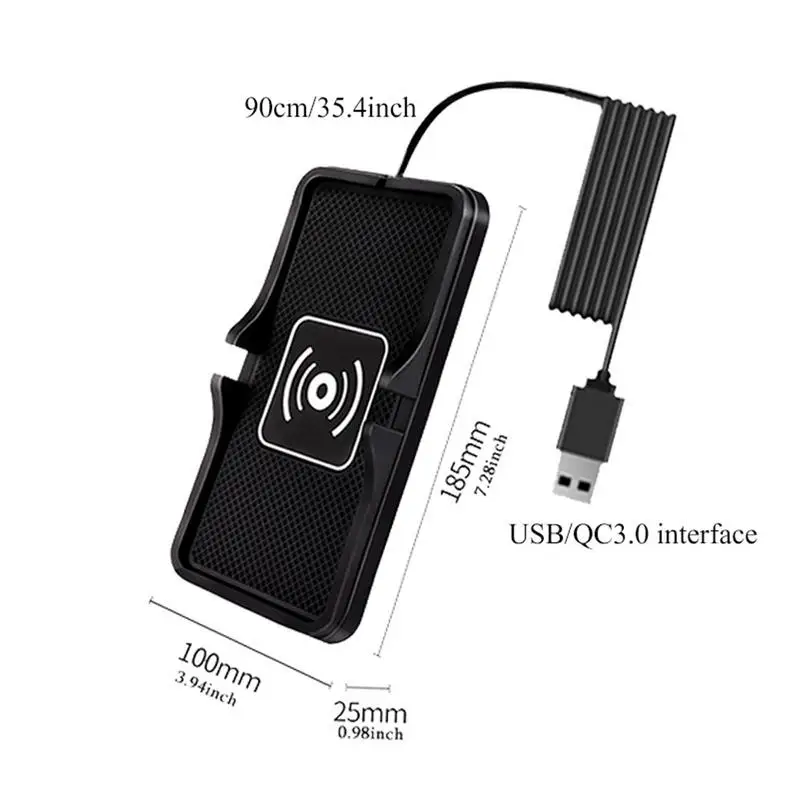 Cordless Cell Phone Charger Car Auto Phone Fast Charging Pad Cordless Charger Non-Slip Cell Pad for Car