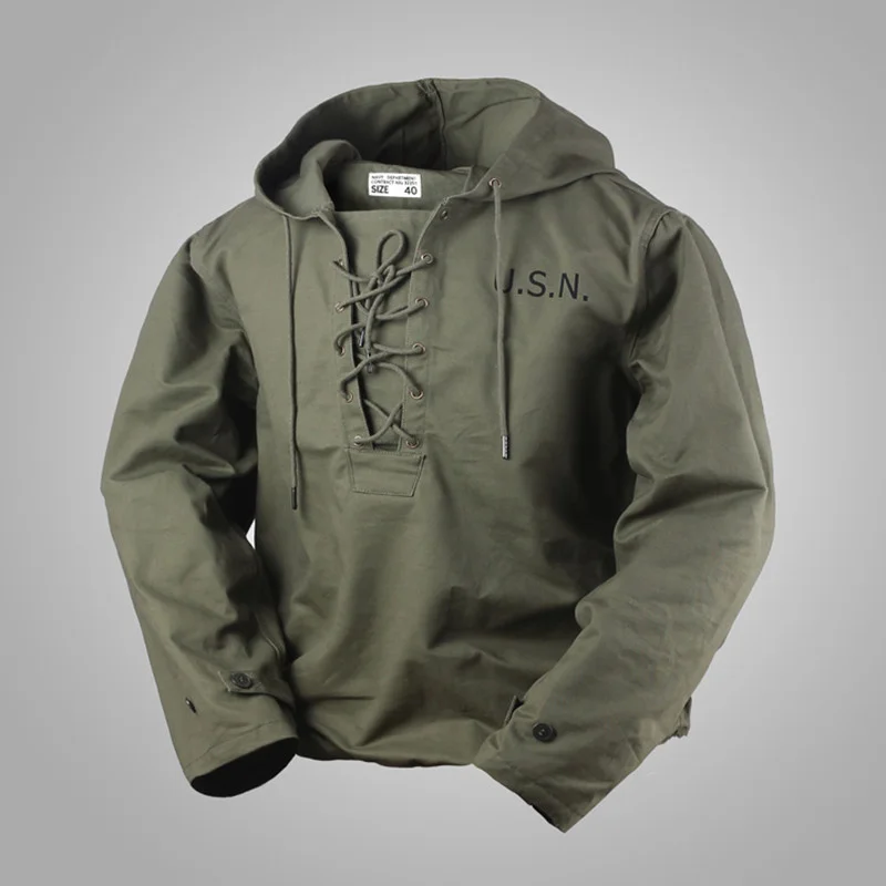 

Spring Men Women Outdoors Jacket Army Fans Usn Wet Weather Park Navy Deck Serve Ww2 Second World War Even Hat Male Loose Coat