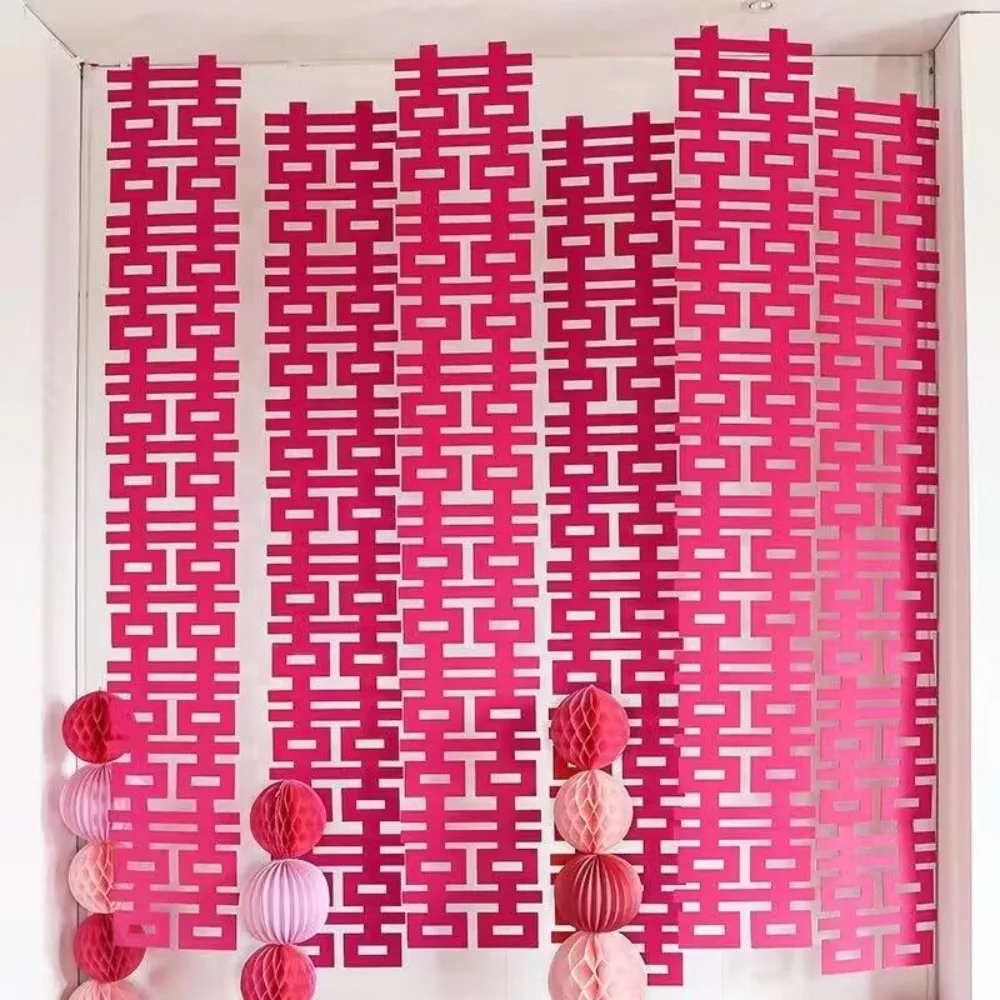 Chinesische doppelte Glück Hochzeit hängende Flaggen chinesische Art traditionelle Hochzeit Zimmer Aufkleber glücklich Brief Wohnkultur – Detail 9