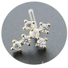  20G Surgical Steel Nose Rings for women Cross Nose Piercing Jewelry Body Jewelry Shiny CZ Cross Dangle L Shape Nose Studs 