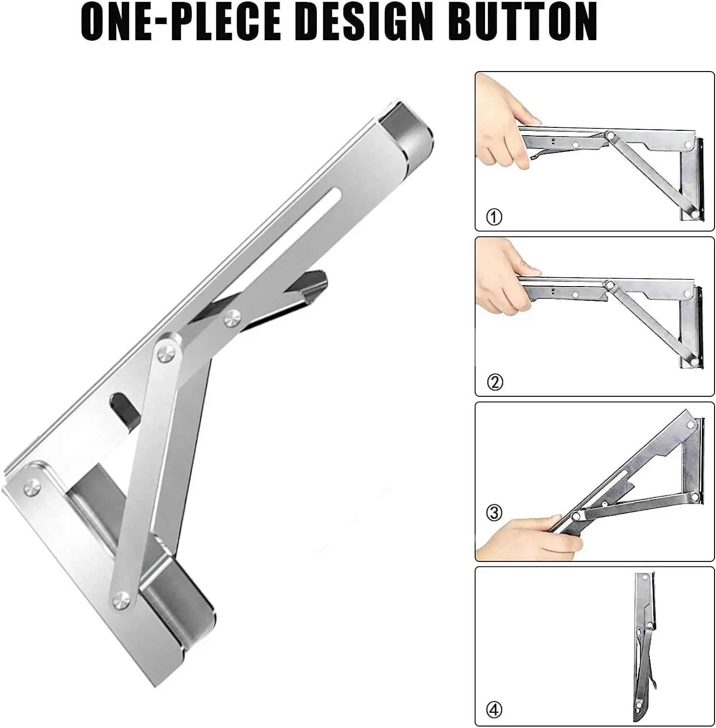 2pc Folding Shelf Brackets Heavy Duty Stainless Steel DIY Wall Mounted Collapsible Furniture Space Saving Garage Workstation