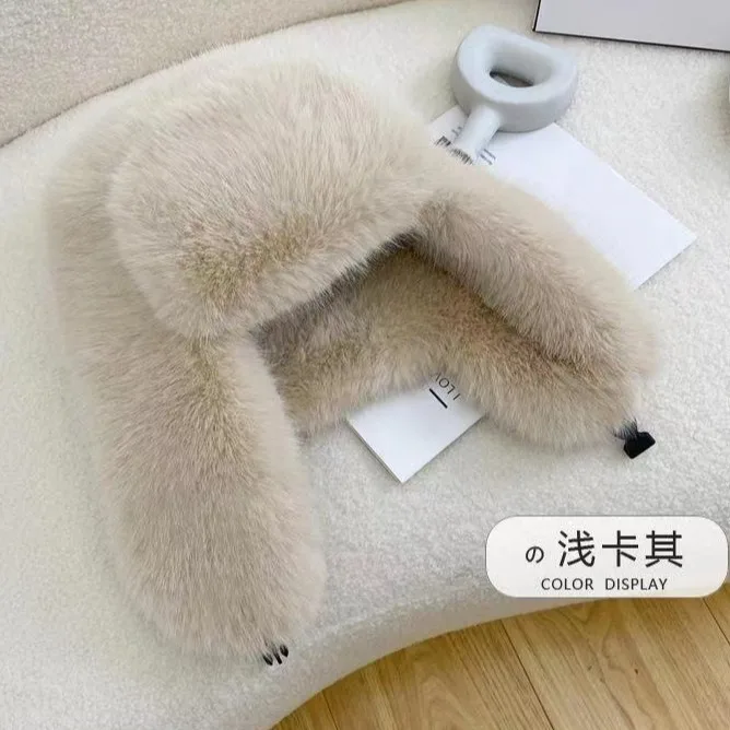 Faux Fur Bomber Hat Women Cycling Skiing Warm Earmuffs Windproof Earflap Cap Thickened Russian Caps Ear Protection Hats | winter hat,earflap hat,faux fur hat