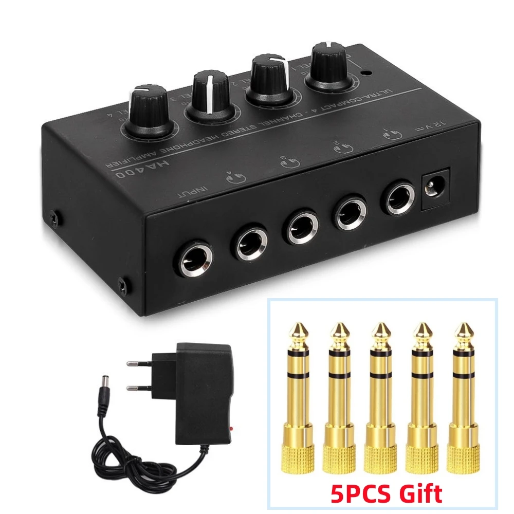 Amplificador de Auscultadores Estéreo Mini Amplificador de Áudio Ultra-compacto Adaptador de Alimentação Plug ue Canais Ha400 Conversor 65 mm a 35 mm