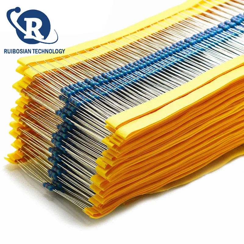 100pcs 1/4W 1% Metal film resistor 1R~10M 100R 220R 1K 1.5K 2.2K 4.7K 10K 22K 47K 100K 100 220 1K5 2K2 4K7 ohm resistance