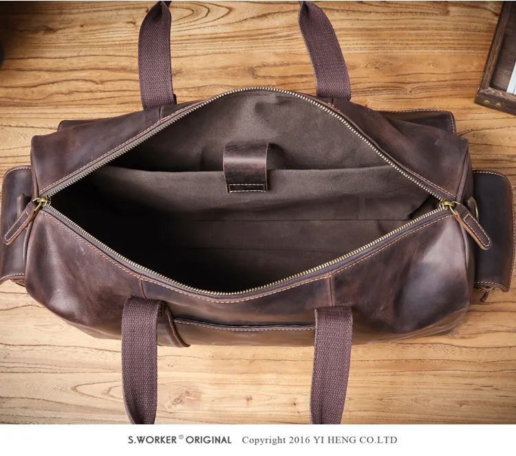 PNDME lässige Designer-Reisetasche aus echtem Leder für Herren, Vintage-Luxus-Handtasche aus Crazy-Horse-Rindsleder mit großem Fassungsvermögen – Detail 13