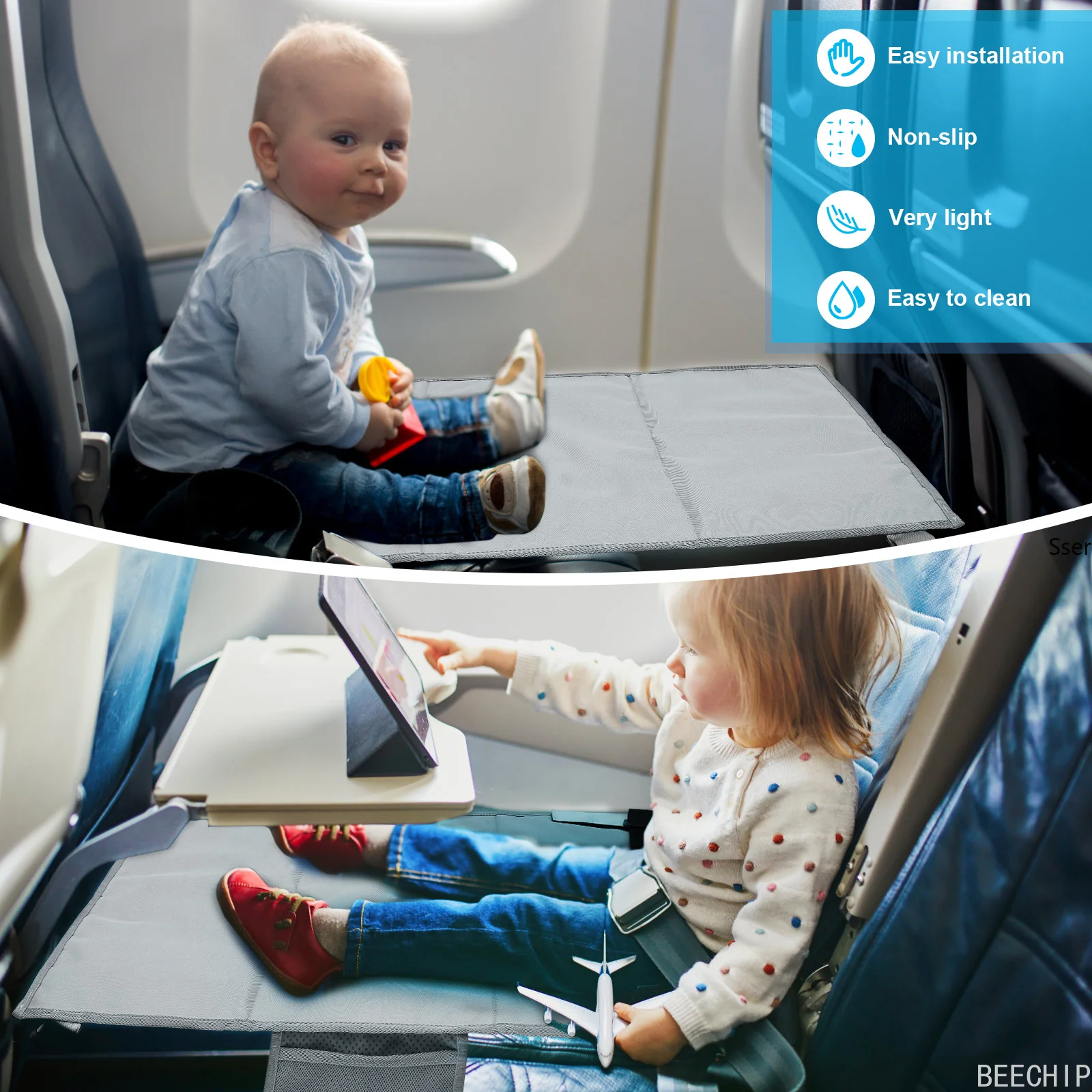 Lettino da Viaggio per Bambini, Letto Portatile per Aereo, Poggiapiedi per Bambini, Amaca per Gambe, Poggiapiedi per Neonati, Estensore Sedile Aereo per Bambini - immagine 3