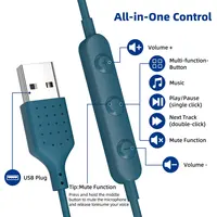 USB A Headset for PC Desktop Wired USB Headphones with Microphone Mute Control Computer In-Ear Stereo Noise Cancelling Earphones - Image 6