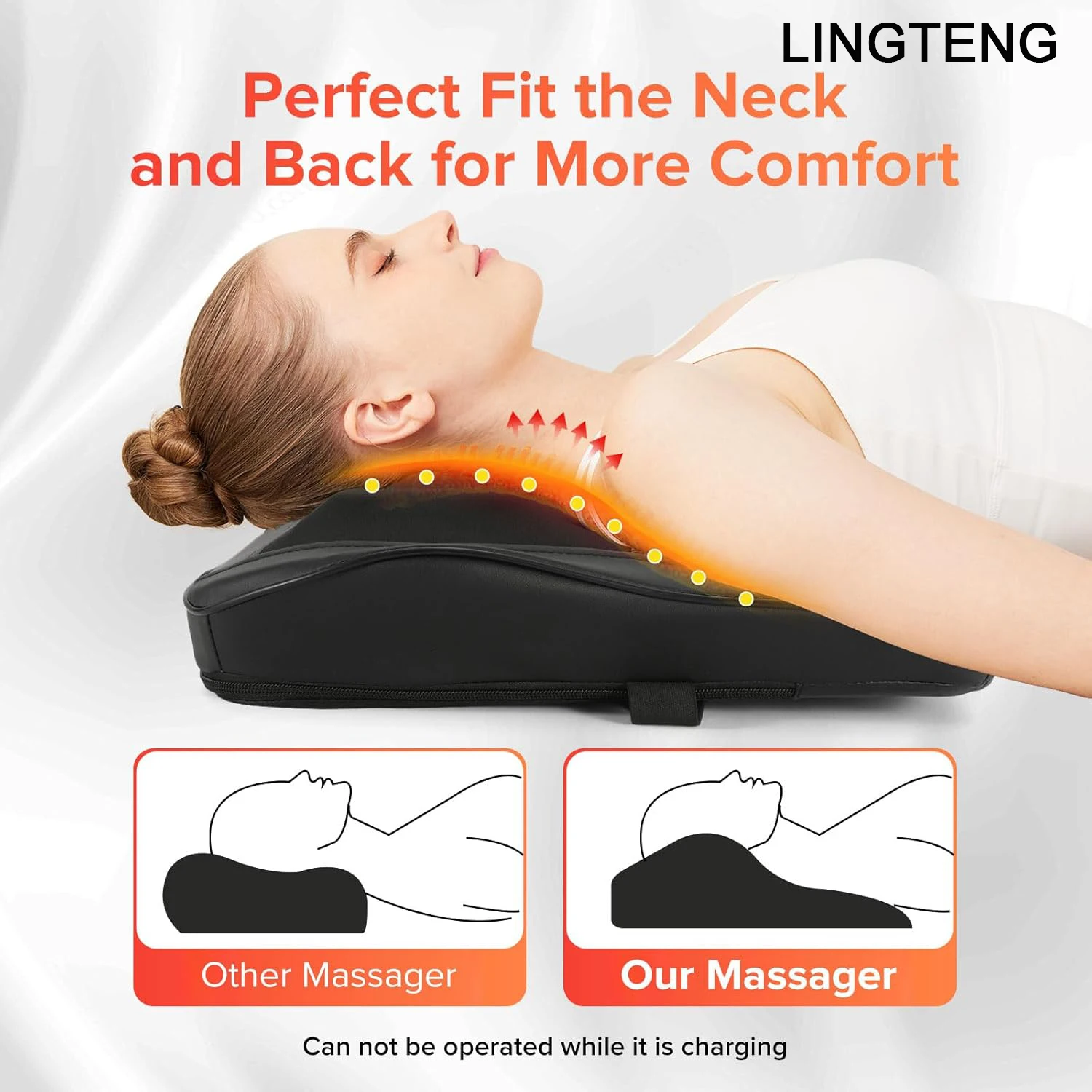 Hot compress + 3D kneading back massager, fits the curves of neck, shoulders, back, and legs, 2