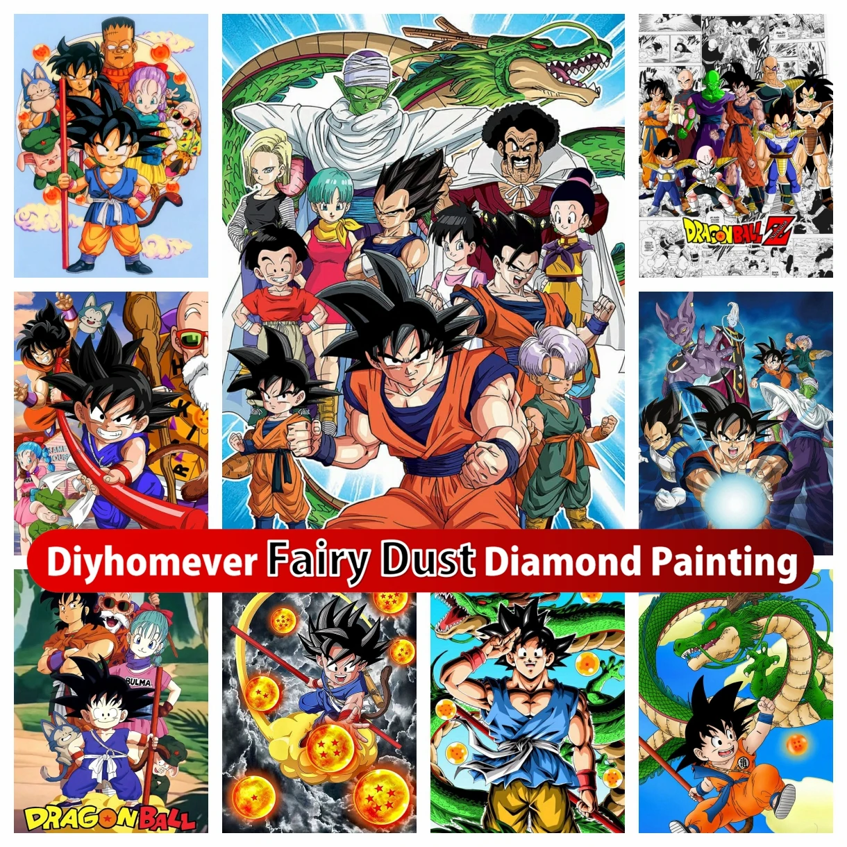 

Dragon Ball Fairy Dust Diamond Painting Embroidery Son Goku Anime Cross Stitch Mosaic Rhinestones Home Decor Children's Gifts