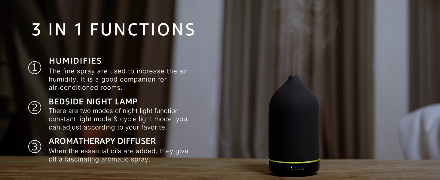 Ceramic Essential Oil Diffuser  Ultrasonic Aromatherapy & Humidifier