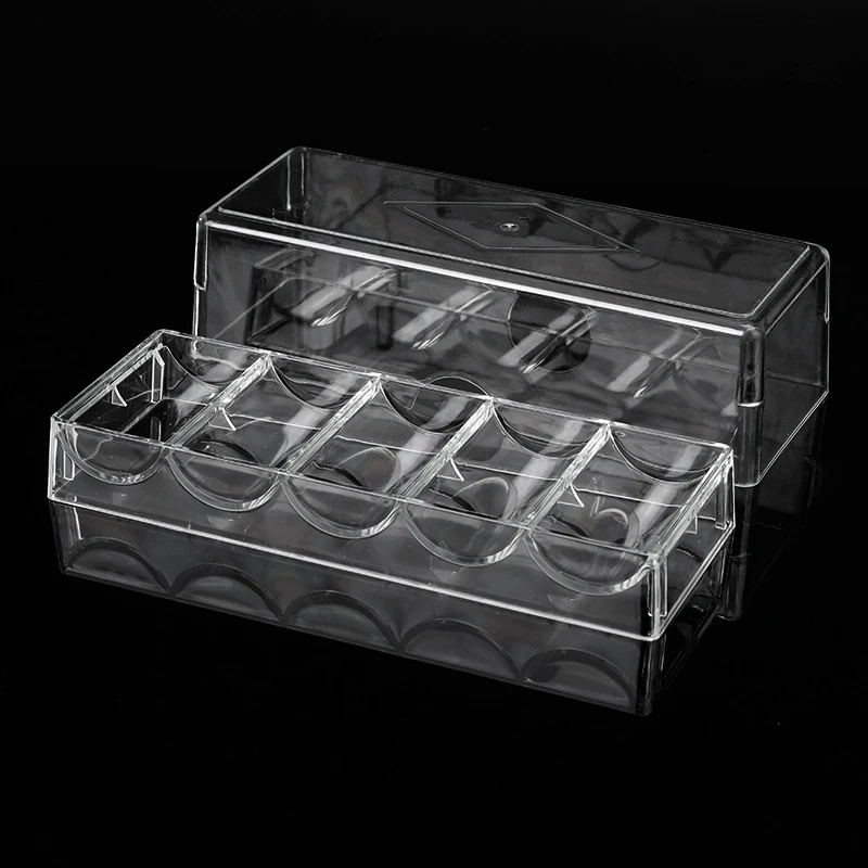 Description Picture 4 of item1PC Fine Acrylic Transparent Smooth Poker Chips Box Casino Gambling Storage Case With Covers Coin Collection Holder