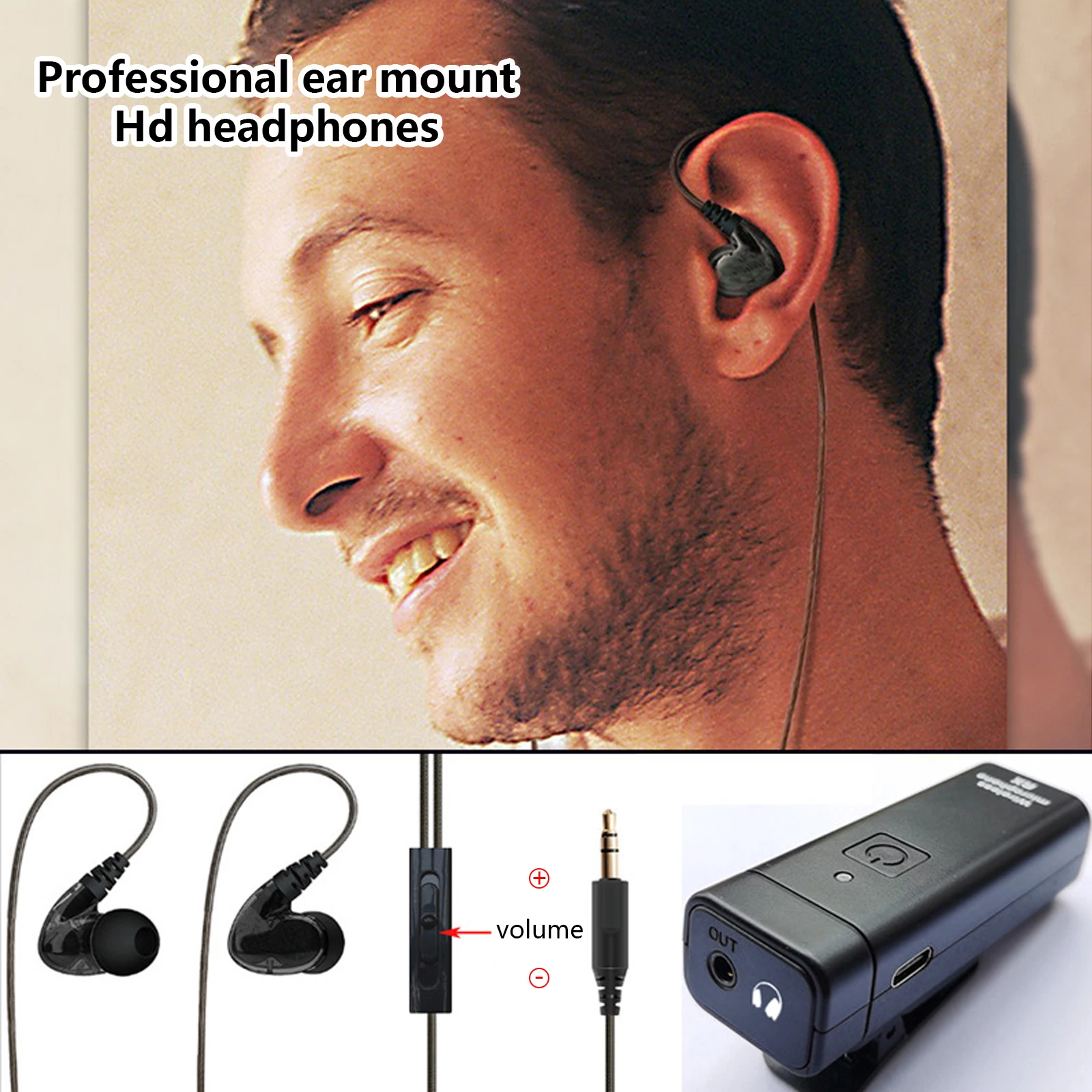 

Wireless In Ear Earphone Monitoring System with Earphone Real-time Ear Return UHF FM for Singer