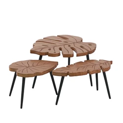 1/6  Dollhouse mini model toy ornaments Living Room Kitchen Accessories  a leaf tea table/stool three-piece suit