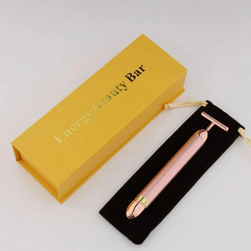 24K Gold T Beauty Bar Energy Roller Electric Face-lifting Facial Massage Beauty Instrument Waterproof Vibrating Face Care Stick 6