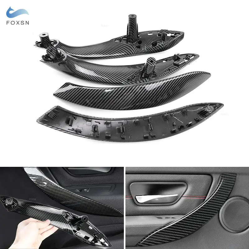 

For BMW 3 4 Series F30 F31 F32 F34 F36 F80 F82 F83 Car Interior Rear Door Handle Pull Cover ABS Carbon Texture Trim Accessories