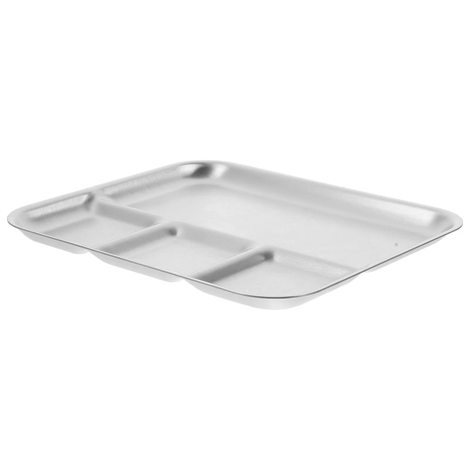 

Divided Dinner Plates Stainless Steel Snack Serving Plate 4 Compartment Metal Food Trays Kids Adults Camping Diet Food