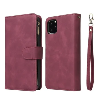 Premium Wallet Case For iPhone 11-17 - Pro Max Plus - 17 Air - Magnetic Card Slot - Wine Red